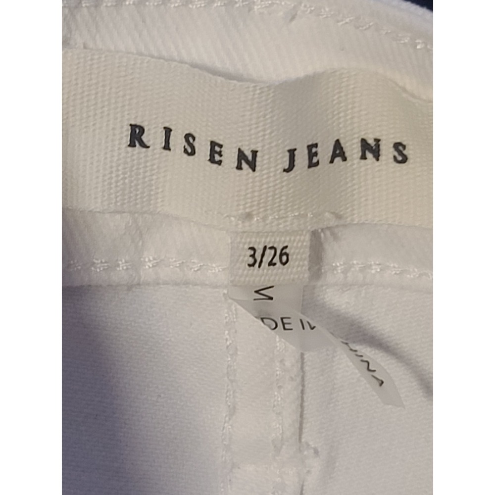 Risen Jeans White Tummy Control High Rise Straight Leg Raw Hem NWT Pants Sz 3/26 - Picture 3 of 6